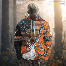 Load image into Gallery viewer, Deer Hunting Shirt Personalized 3D All Over Print Orange Camo With US Flag Hunting Clothes NHT156