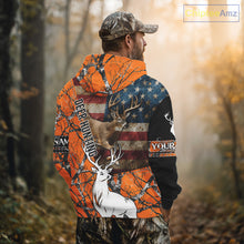 Load image into Gallery viewer, Deer Hunting Shirt Personalized 3D All Over Print Orange Camo With US Flag Hunting Clothes NHT156