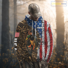Load image into Gallery viewer, Mallard Duck Hunting Shirt Personalized Camo With German Shorthaired Pointer US Flag Clothes NHT160