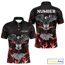 Load image into Gallery viewer, Personalized Disc Golf Polo Shirt With Eagle Design, Customizable Name, Unisex Sports Jersey For Men|Red NHT810