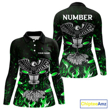 Load image into Gallery viewer, Personalized Womens Disc Golf Polo Shirt With Eagle Design, Customizable Name, Unisex Sports Jersey For Womens|Green NHT814