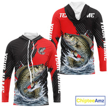 Load image into Gallery viewer, Crappie Fishing Long Sleeve Hooded Tournament Shirts, Personalized Crappie Fishing Jerseys NHT586