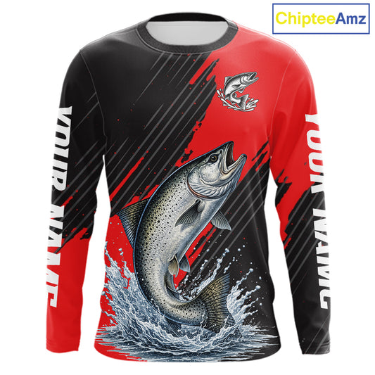 Chinook Salmon Fishing Long Sleeve Tournament Shirts, Personalized Salmon Fishing Jerseys NHT587