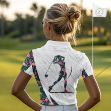 Load image into Gallery viewer, Flamingo Womens Golf Polo Shirts, Colorful Tropical Flamingo Pattern, Tropical Golf Shirt NHT590