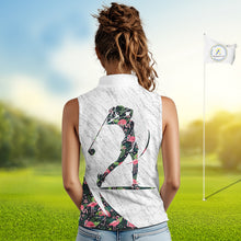 Load image into Gallery viewer, Flamingo Womens Sleeveless Golf Polo Shirts, Colorful Tropical Flamingo Pattern, Tropical Golf Shirt NHT590
