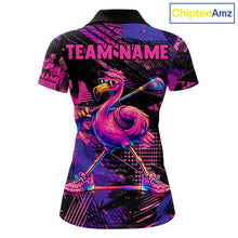 Load image into Gallery viewer, Funny Neon Flamingo Womens Golf Polo Shirt – Custom Personalized Golf Team Apparel 