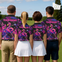 Load image into Gallery viewer, Funny Neon Flamingo Mens Golf Polo Shirt – Custom Personalized Golf Team Apparel NHT1134