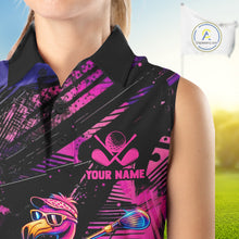 Load image into Gallery viewer, Person wearing a sleeveless shirt with colorful design and 'Your Name' text, blurred background