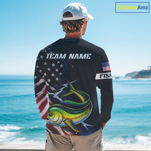 Load image into Gallery viewer, Mahi Mahi Fishing Shirts Long Sleeve American USA Flag Camo Custom Name, Fishing Jersey For Men NHT960