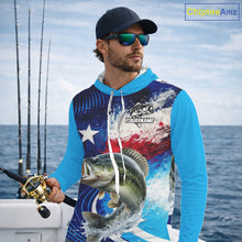 Load image into Gallery viewer, Largemouth Bass Fishing Shirts Long Sleeve Hooded Texas Flag Custom Name Team Name, Fishing Gift NHT608