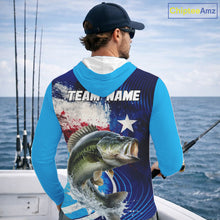 Load image into Gallery viewer, Largemouth Bass Fishing Shirts Long Sleeve Hooded Texas Flag Custom Name Team Name, Fishing Gift NHT608