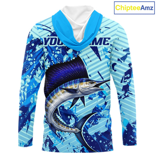 Custom Sailfish Saltwater Fishing Jerseys, Sailfish Hooded  Fishing Shirts Long Sleeve For Men NHT617