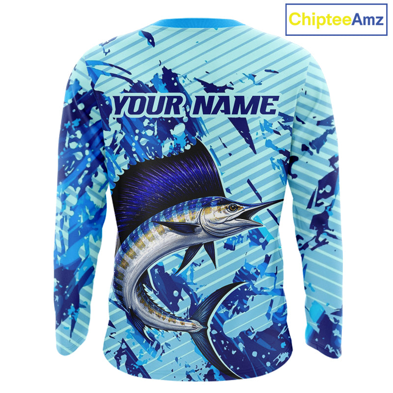 Custom Sailfish Saltwater Fishing Jerseys, Sailfish Fishing Shirts Long Sleeve For Men NHT617