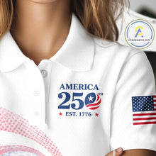 Load image into Gallery viewer, Women's Custom America 250Th Anniversary Golf Polo - Patriotic USA Flag Personalized Performance Jersey