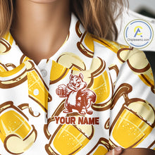 Load image into Gallery viewer, Custom Funny Squirrel Women's Golf Polo Shirts - Personalized Beer Lover Performance Jersey