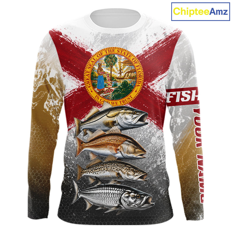 Florida Flag Fishing Jersey Inshore Grand Slam Snook Redfish Trout Tarpon Gift 