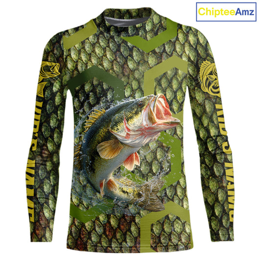 Custom Largemouth Bass Kid Fishing Shirts Long Sleeve, Largemouth Bass Fishing Jerseys NHT378