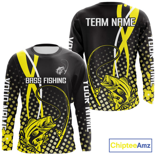 Personalized Bass Fishing Jersey,Bass Fishing Long Sleeve Fishing Tournament Shirts NHT380