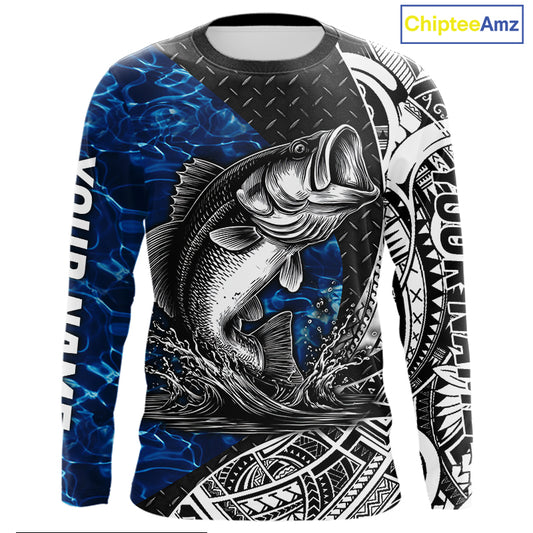Largemouth Bass Blue Fishing Shirts Long Sleeve, Fishing Gift NHT383
