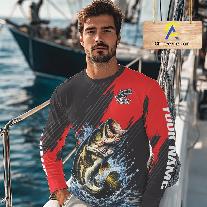 Largemouth Bass Fishing Long Sleeve Tournament Shirts, Personalized Bass Fishing Jerseys NHT431