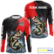 Load image into Gallery viewer, Largemouth Bass Fishing Long Sleeve Tournament Shirts, Personalized Bass Fishing Jerseys NHT431