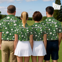 Load image into Gallery viewer, Green Golf Pattern Polo Golf Shirt For Mens Custom Golf Clothes, Best Golf Gifts NHT621
