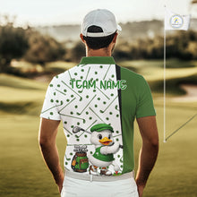 Load image into Gallery viewer, Custom Green &amp; White Funny Duck Golf Shirt For Mens, Golf Jersey Pattern For Mens NHT625