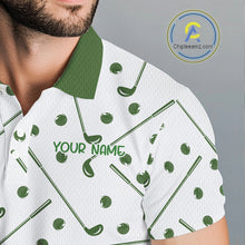 Load image into Gallery viewer, Custom Green &amp; White Funny Duck Golf Shirt For Mens, Golf Jersey Pattern For Mens NHT625