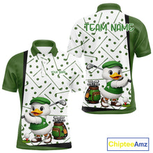 Load image into Gallery viewer, Custom Green &amp; White Funny Duck Golf Shirt For Mens, Golf Jersey Pattern For Mens NHT625