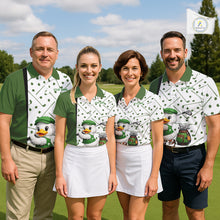 Load image into Gallery viewer, Custom Green &amp; White Funny Duck Golf Shirt For Mens, Golf Jersey Pattern For Mens NHT625