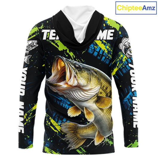 Personalized Bass Fishing Sport Jerseys For Men, Bass Fishing Shirt Long Sleeve Hooded NHT494