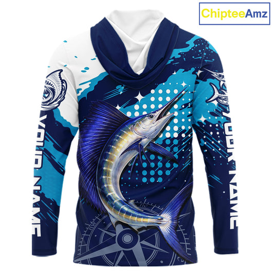 Custom Sailfish Hooded Long Sleeve Fishing Shirts For Men, Design Sailfish Fishing Jerseys NHT632