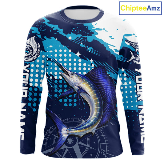 Custom Sailfish Long Sleeve Fishing Shirts For Men, Design Sailfish Fishing Jerseys NHT632