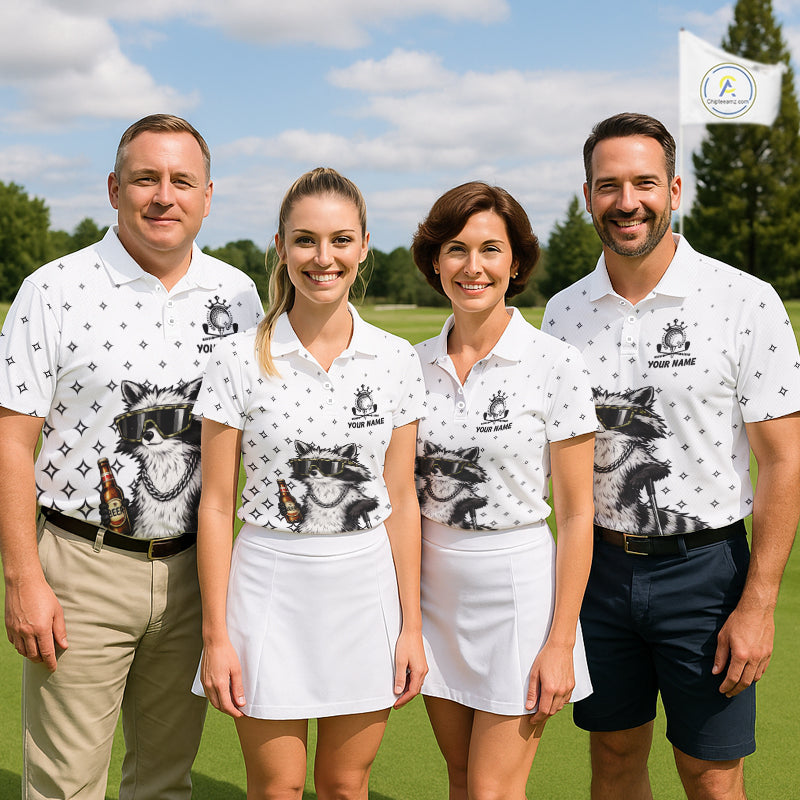 Funny Raccoon Golf Polo Shirt Custom Team Name Personalized Golf Team Polo Gift For Men NHT999