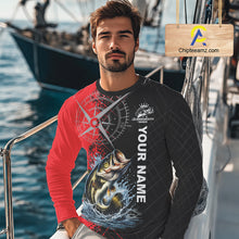 Load image into Gallery viewer, Personalized Bass Performance Fishing Shirts , Red Camo Bass Compass Tournament Shirts NHT495