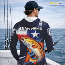 Load image into Gallery viewer, Personalized Redfish Long Sleeve Performance Fishing Shirts, Hooded Redfish Custom Texas Fishing Jersey NHT503