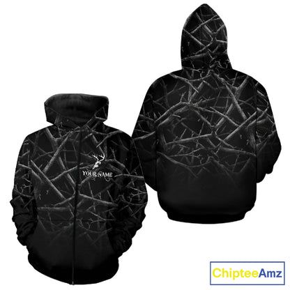 Best Deer Hunting Shirt Black Camo Customize Name 3D All Over Printed Shirts, Hunting Gift NHT82