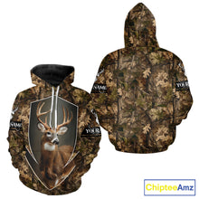 Load image into Gallery viewer, Deer Hunting Full Forest Camo 3D Printing Custom Name Shirts, Whitetail Deer Hunting Shirts NHT189