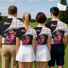 Load image into Gallery viewer, Funny Pink Flamingo Pattern Argyle Golf Polo Shirt For Men, Custom Flamingo Golf Shirt For Team NHT652