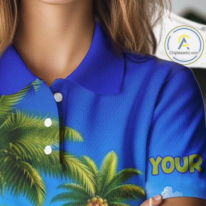 Custom Team Name Tropical Golf Polo Shirt – Funny Macaw Parrot Beach Golf Shirt For Womens NHT859