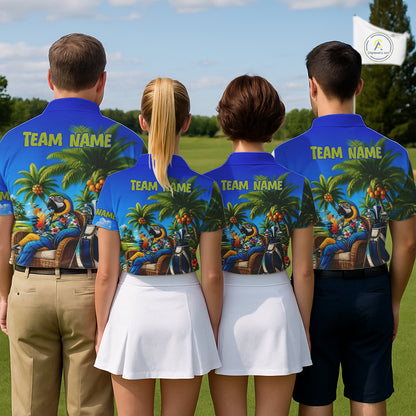 Custom Team Name Tropical Golf Polo Shirt – Funny Macaw Parrot Beach Golf Shirt For Womens NHT859