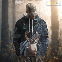 Load image into Gallery viewer, Deer Hunting Dark Blue Camo Grim Reaper Custom Name 3D All Over Print Shirts Gift For Hunters NHT84