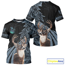 Load image into Gallery viewer, Deer Hunting Dark Blue Camo Grim Reaper Custom Name 3D All Over Print Shirts Gift For Hunters NHT84