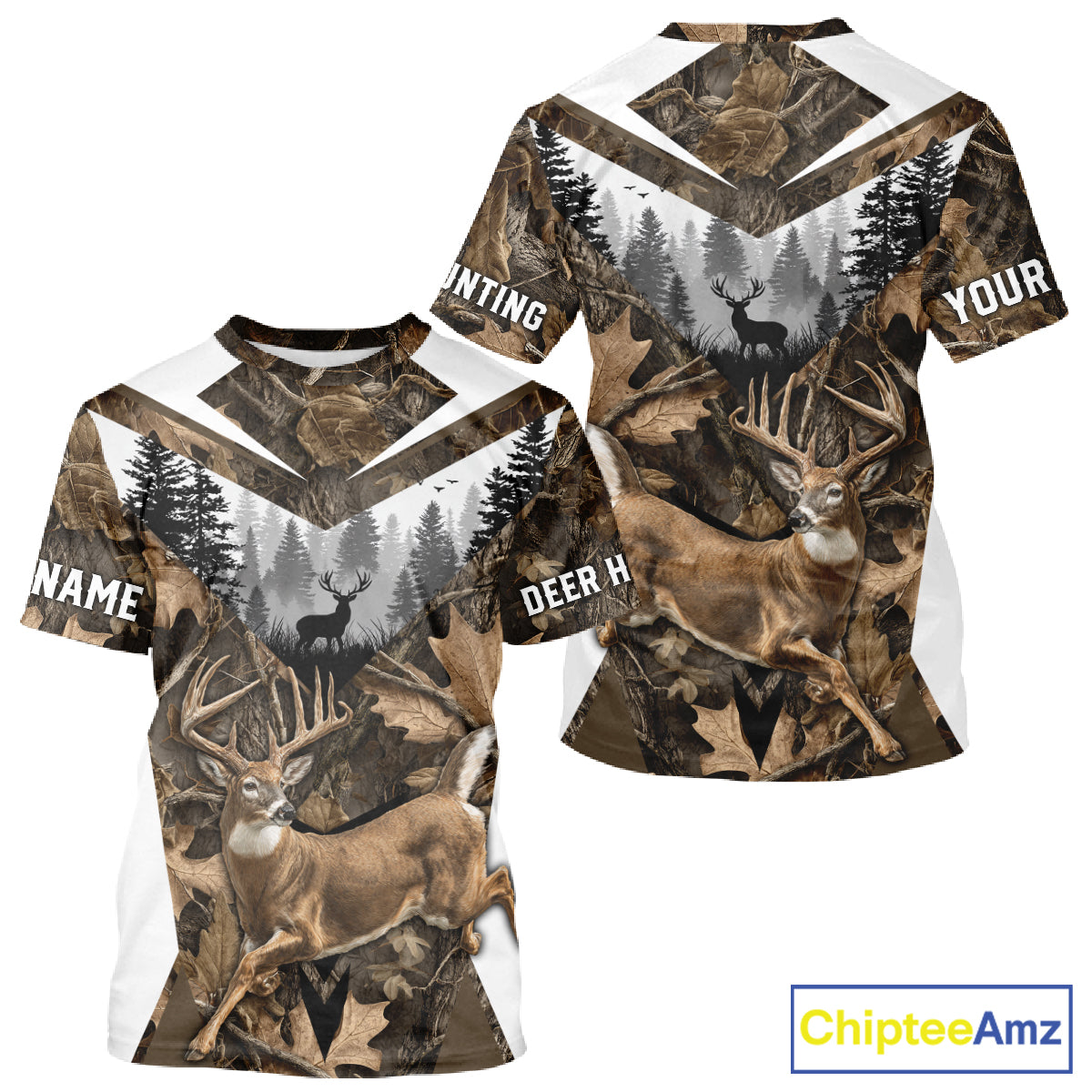 Whitetail Deer Hunting Custom Name Camo Shirt, Deer Hunting Shirt NHT332