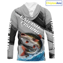Load image into Gallery viewer, Gray Camo Custom Catfish Fishing Shirts Long Sleeve, Catfish Fishing Jerseys For Men NHT445