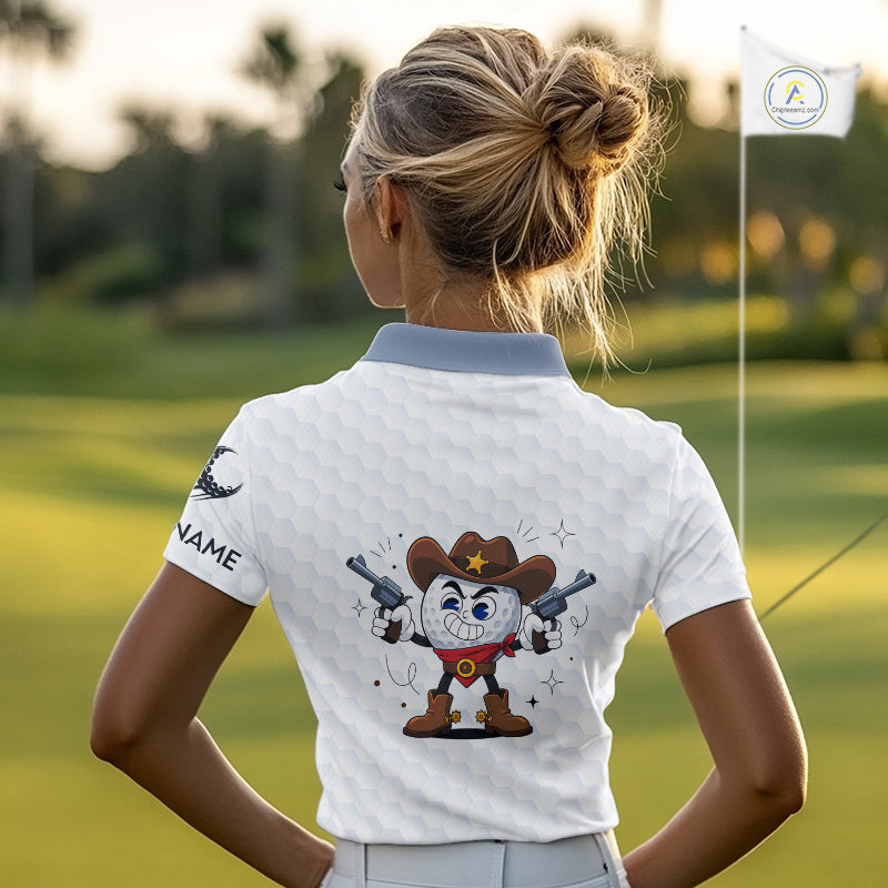 Funny Womens Golf Polo Shirts Custom Cowboy Golf Ball Golf Outfits, Best Golf Gifts NHT860