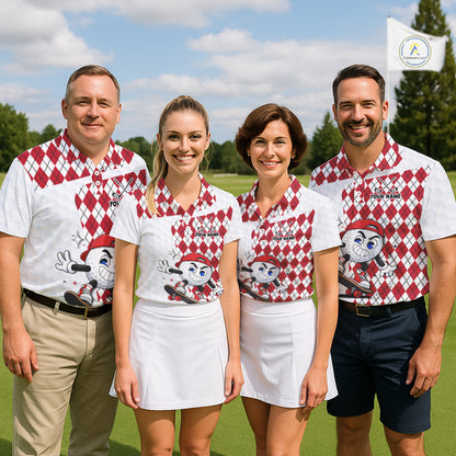 Womens Golf Polo Shirt Argyle Pattern Golf Shirts For Womens Funny Golf Ball Shirt Gifts|Red  NHT861