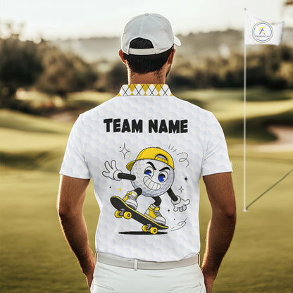 Mens Golf Polo Shirt Argyle Pattern Golf Shirts For Mens Funny Golf Ball Shirtgifts|Yellow NHT864