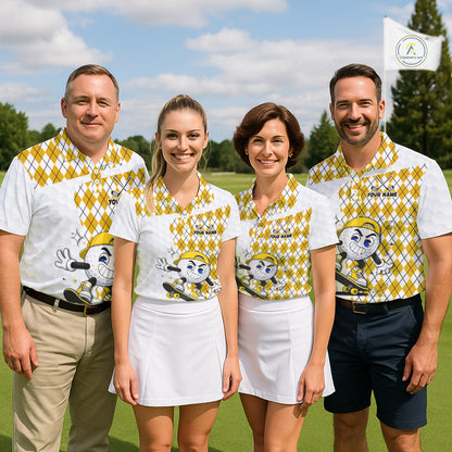 Womens Golf Polo Shirt Argyle Pattern Golf Shirts For Womens Funny Golf Ball Shirtgifts|Yellow NHT864