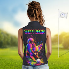 Load image into Gallery viewer, Personalized Womens Sleeveless Chihuahua Playing Golf Button Down Shirt - Custom Dog Lover Team Jersey NHT1012
